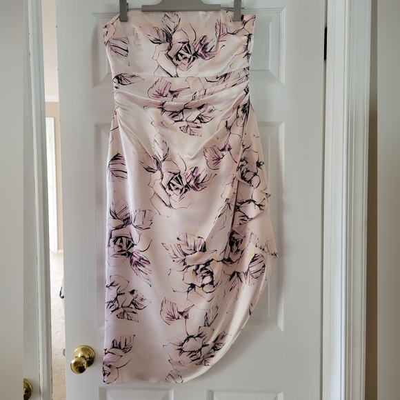 Silk Kay Unger Abstract Rose Strapless Dress Size 10 - Picture 2 of 4